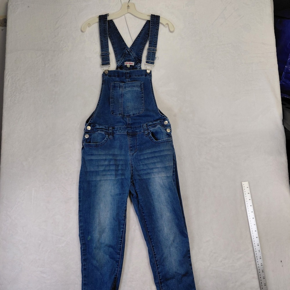 Hot Kiss Womens Denim Bib Overalls Medium Wash Skinny Leg Size 11